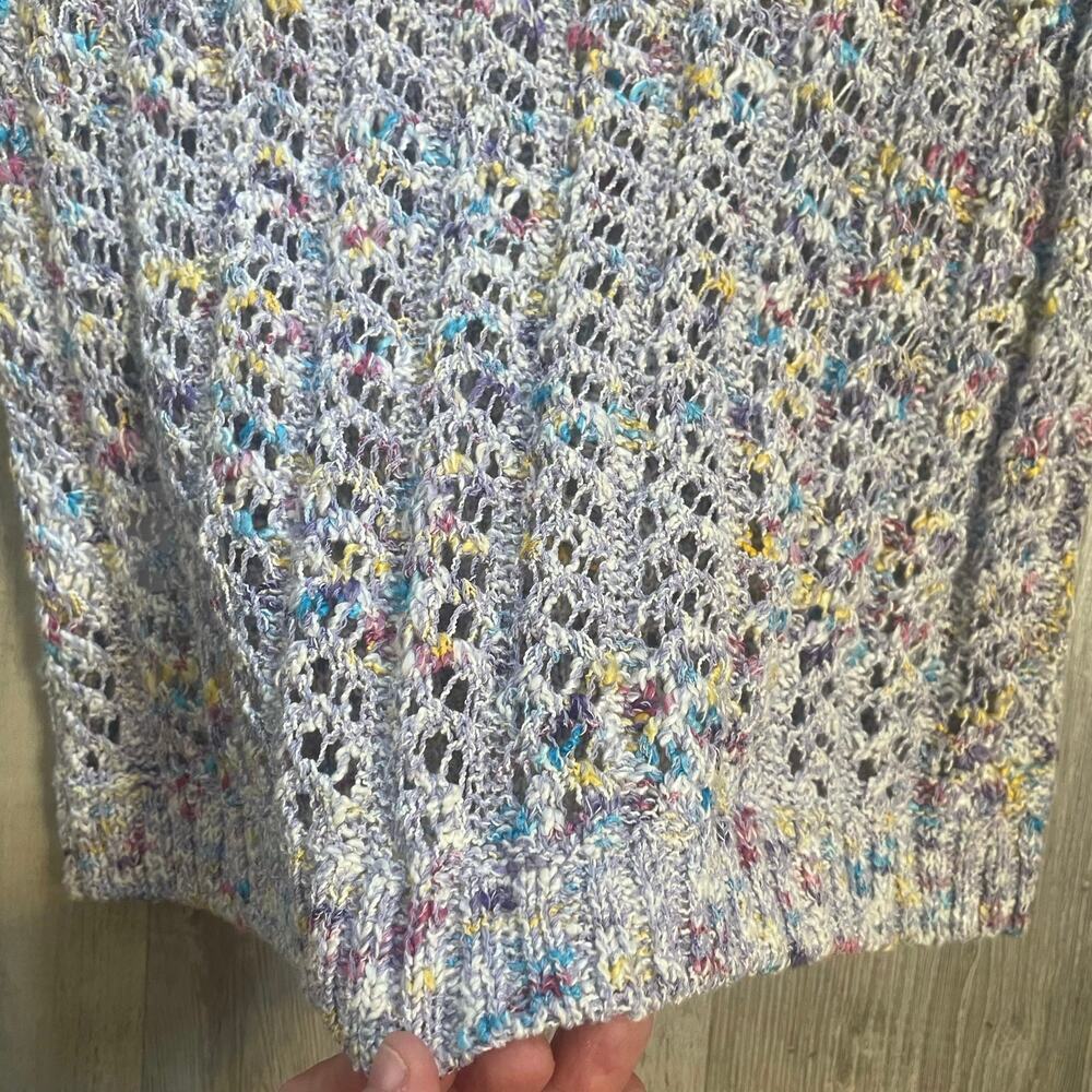 ST JOHN SPORT Multi-Season Blue Multi Open Knit Pullover Sweater PETITE - Picture 14 of 15